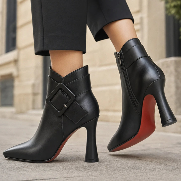 Leontine Buckle Heel Boots