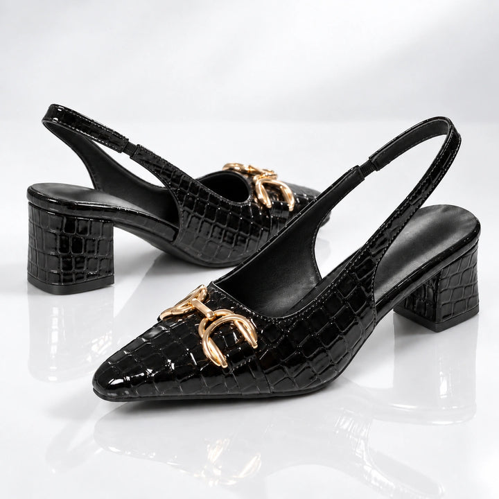 Clotilde Croc Slingback Heels