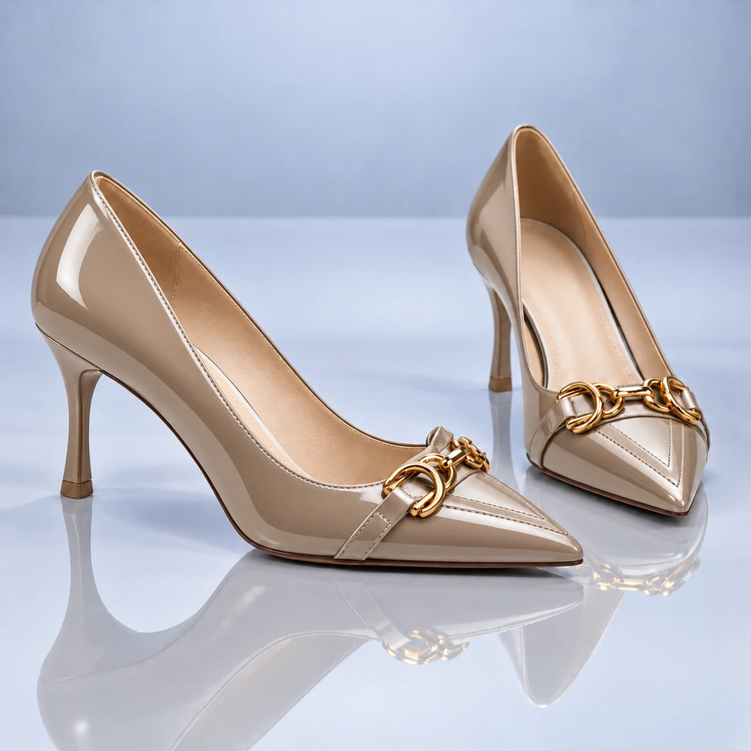 Nacre Gold Buckle Heels