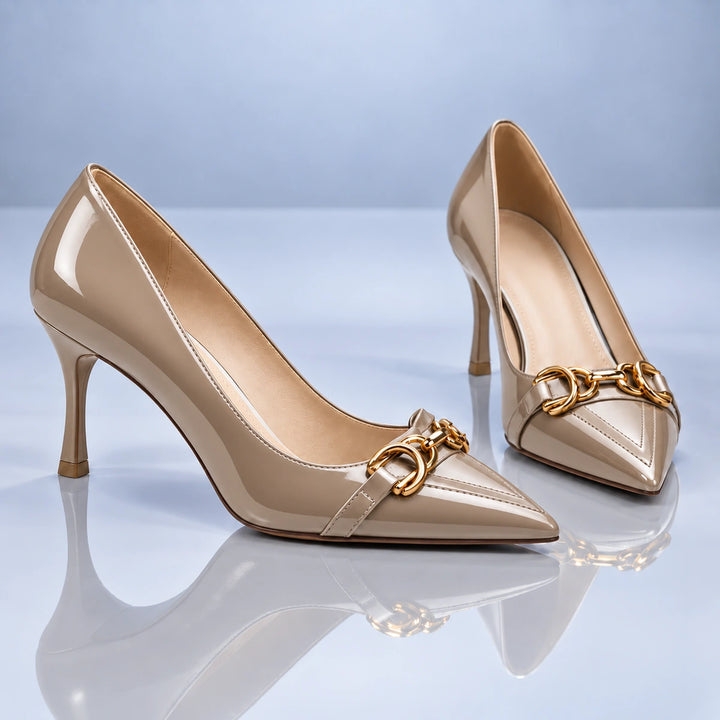 Nacre Gold Buckle Heels