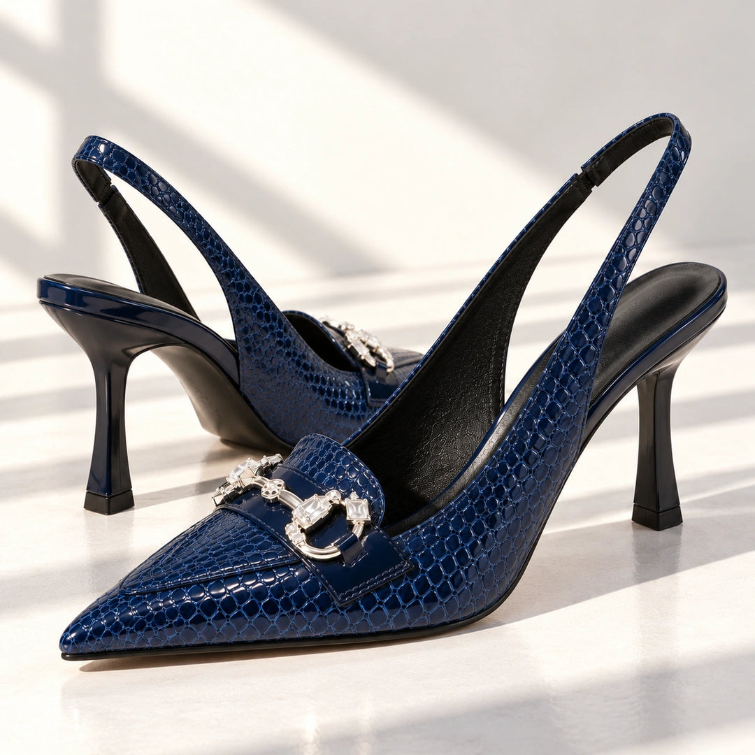 Quinn Croc Leather Pumps