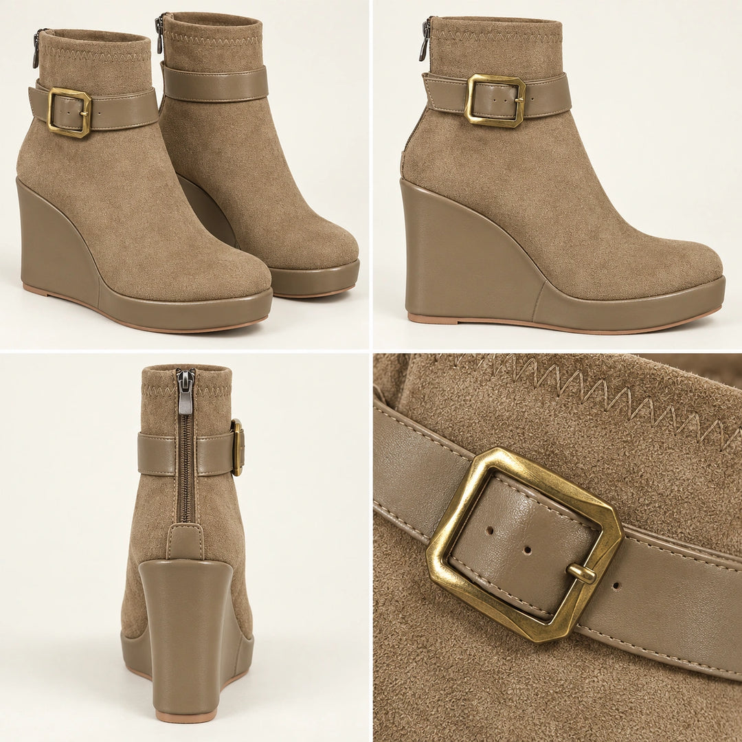 Claudine Suede Wedge Boots