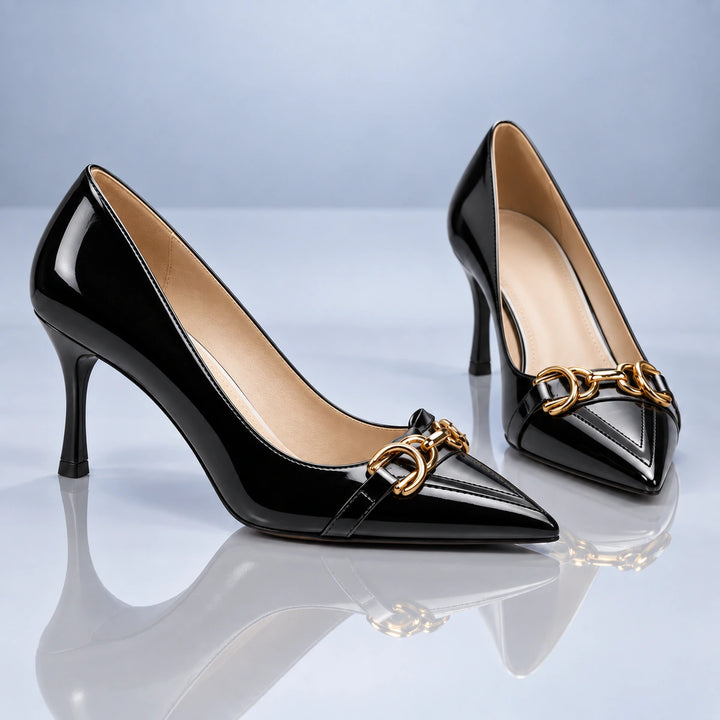Nacre Gold Buckle Heels