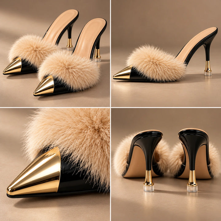 Eleanor Feather Trim Heels