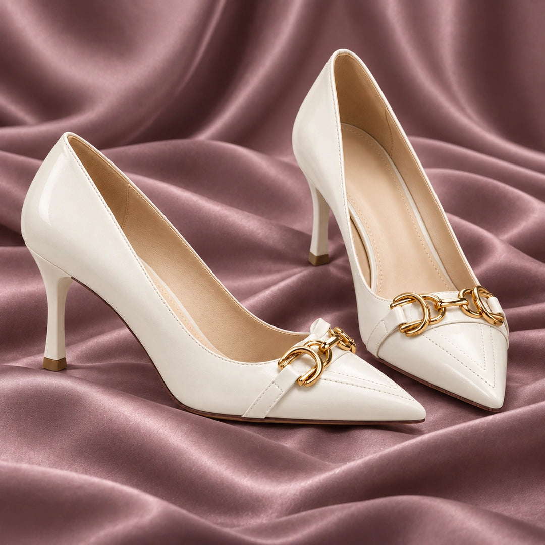 Nacre Gold Buckle Heels