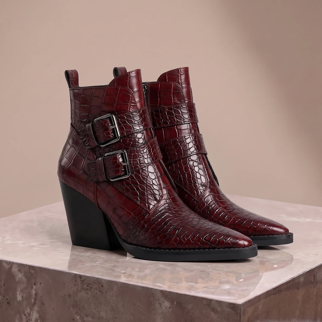 Perrine Croc Leather Boots