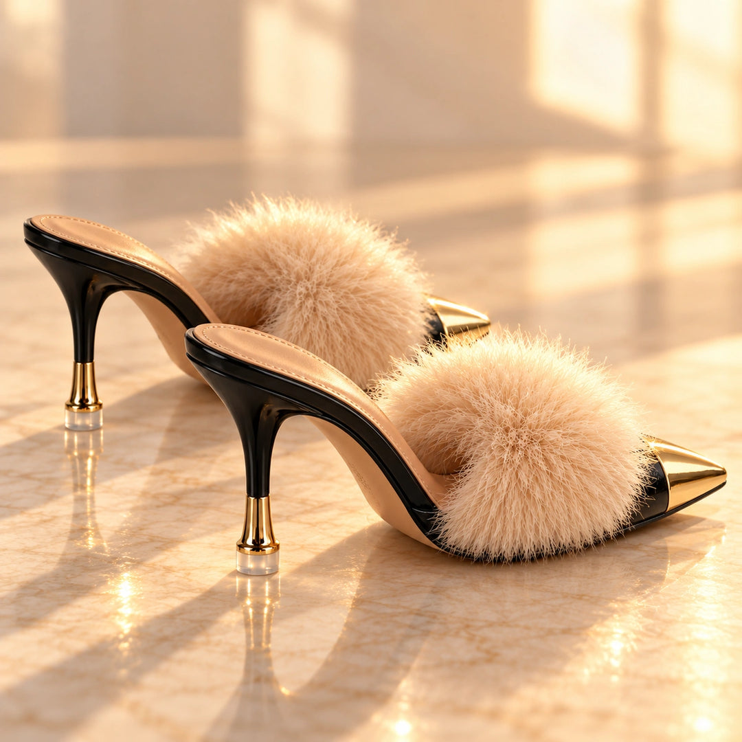 Eleanor Feather Trim Heels