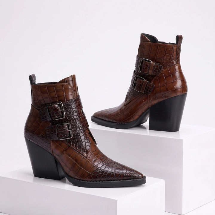 Perrine Croc Leather Boots