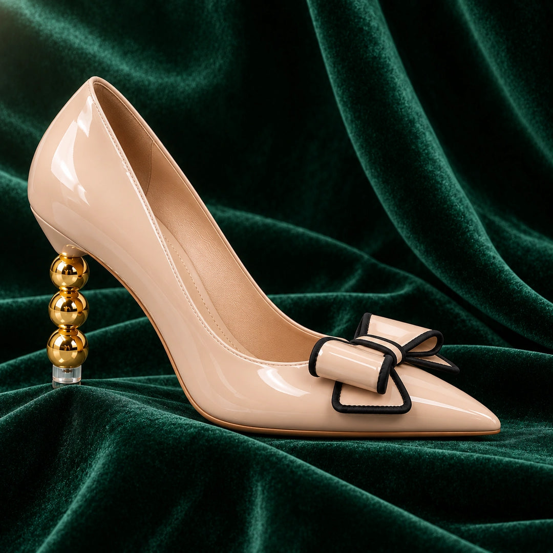 Zelie Gold Heel Pumps