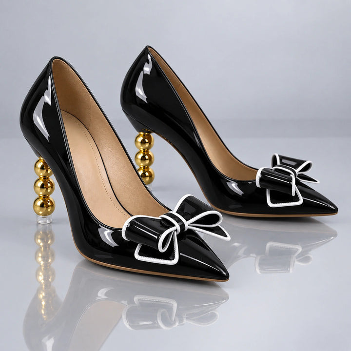 Zelie Gold Heel Pumps