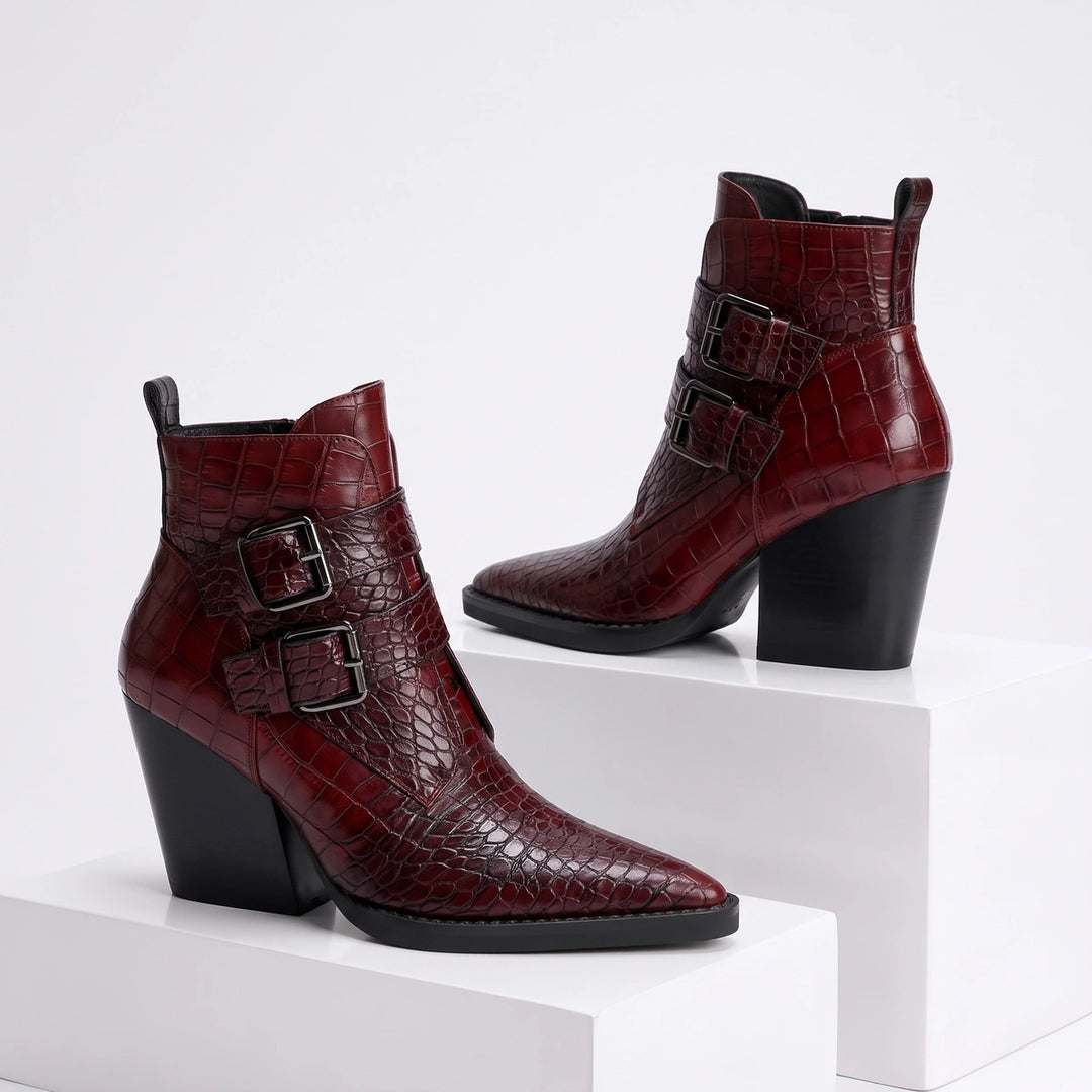 Perrine Croc Leather Boots
