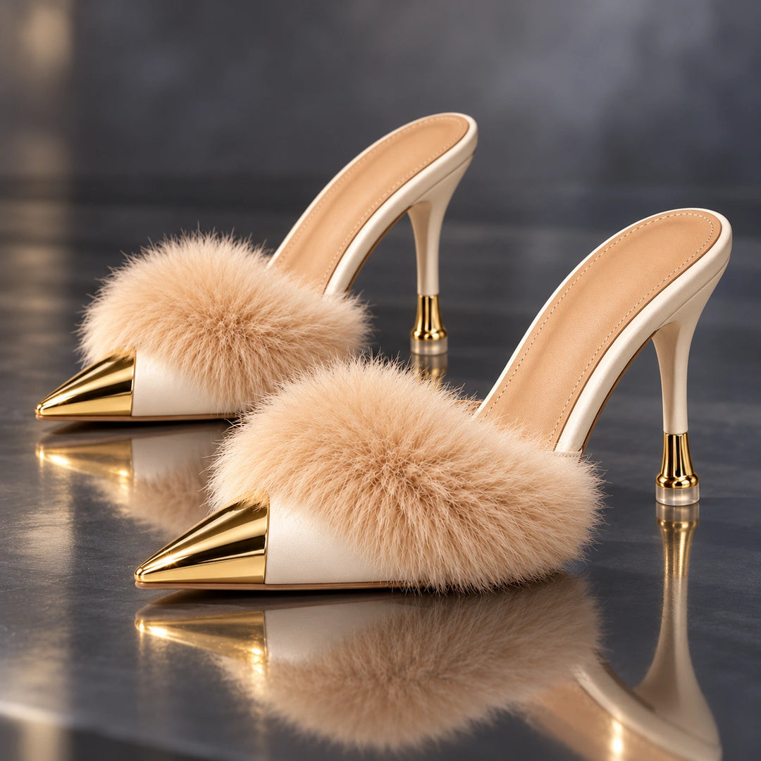 Eleanor Feather Trim Heels