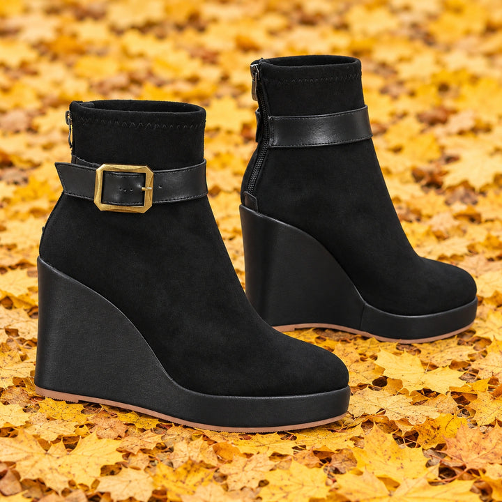 Claudine Suede Wedge Boots