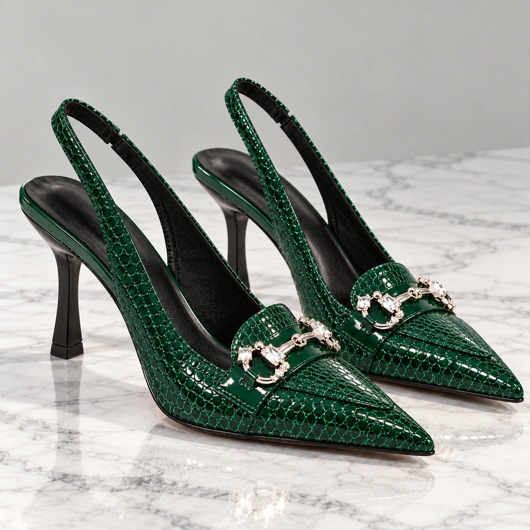 Quinn Croc Leather Pumps