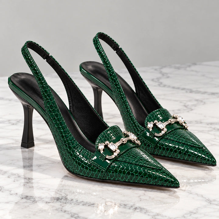 Quinn Croc Leather Pumps