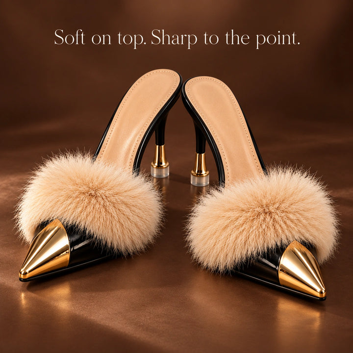 Eleanor Feather Trim Heels