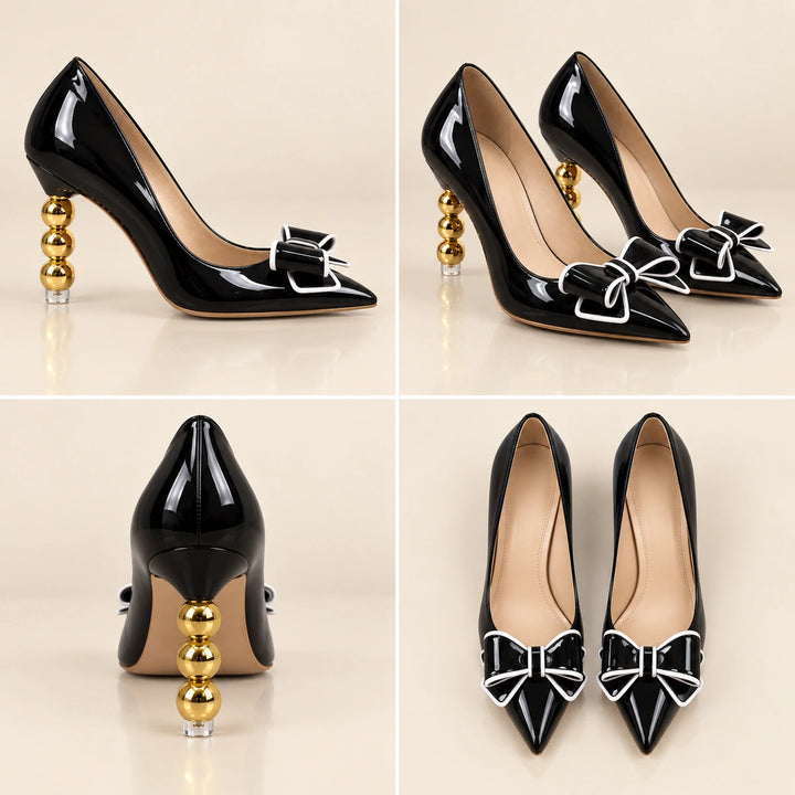 Zelie Gold Heel Pumps