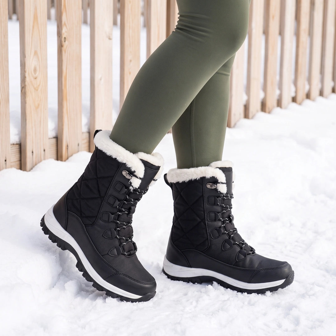 Amalia Thermal Orthopedic Lace Up Snow Boots - Black