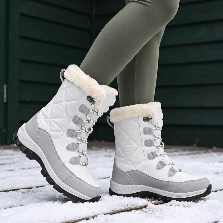 Amalia Thermal Orthopedic Lace Up Snow Boots - White