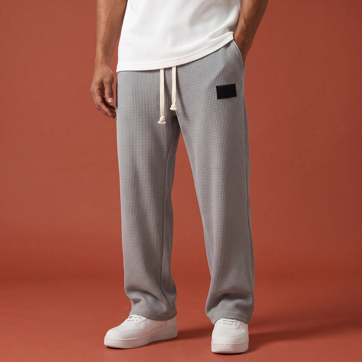 Anders Waffle Knit Drawstring Sweatpants - Gray