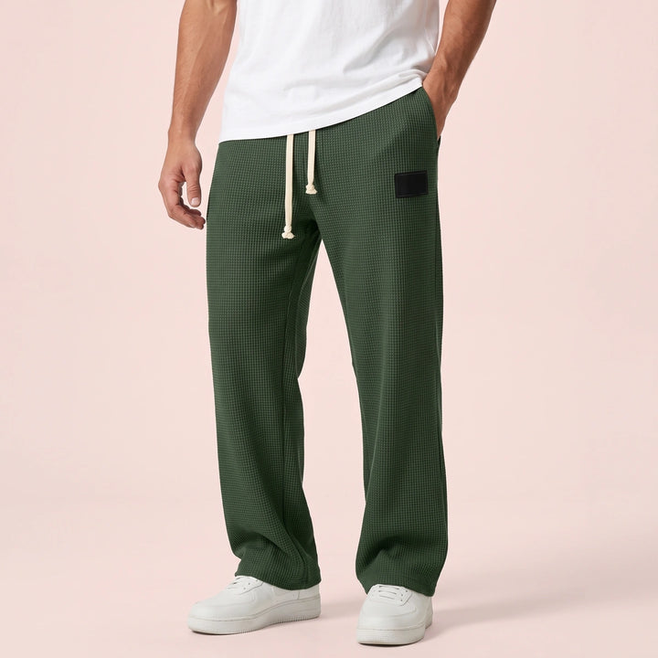 Anders Waffle Knit Drawstring Sweatpants - Green