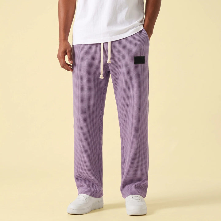 Anders Waffle Knit Drawstring Sweatpants - Purple