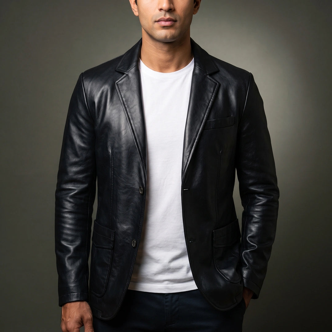 Anselm Tailored Leather Jacket - Black