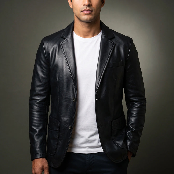 Anselm Tailored Leather Jacket - Black
