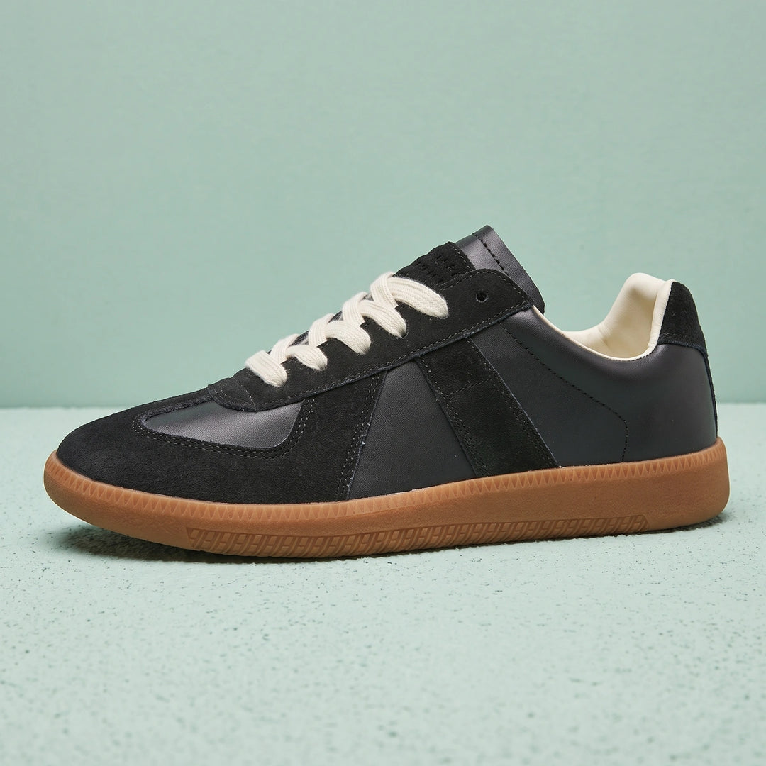 Arlo Suede Panel Retro Trainers - Black