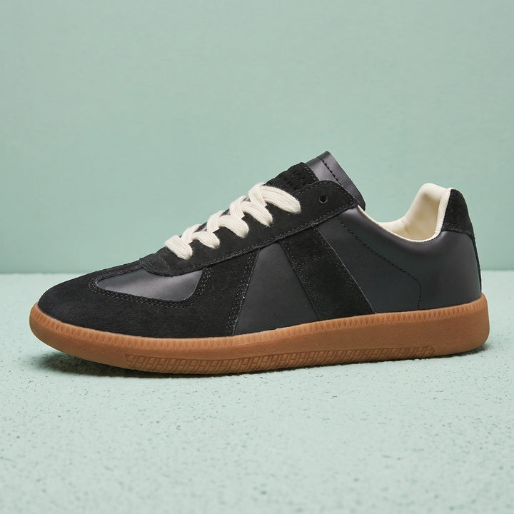 Arlo Suede Panel Retro Trainers - Black