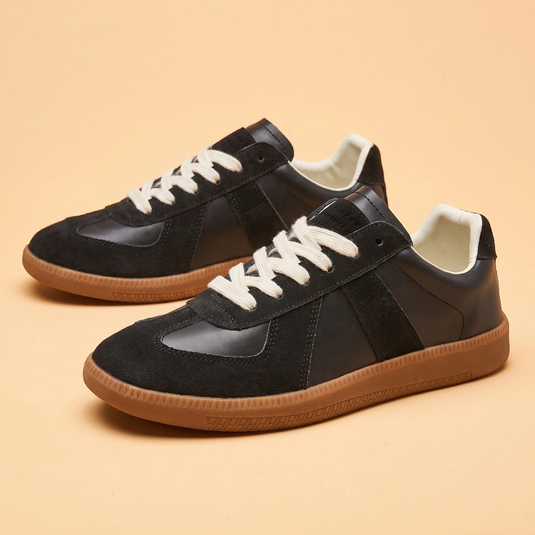 Arlo Suede Panel Retro Trainers - Black