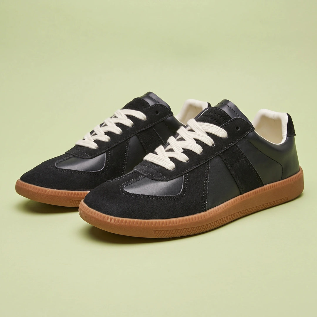 Arlo Suede Panel Retro Trainers - Black