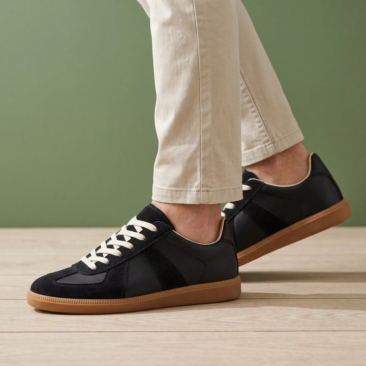 Arlo Suede Panel Retro Trainers - Black