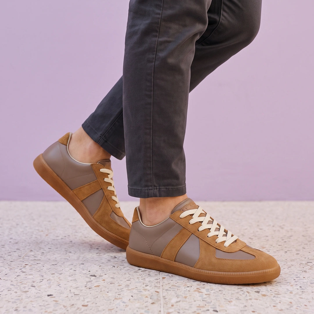 Arlo Suede Panel Retro Trainers - Brown