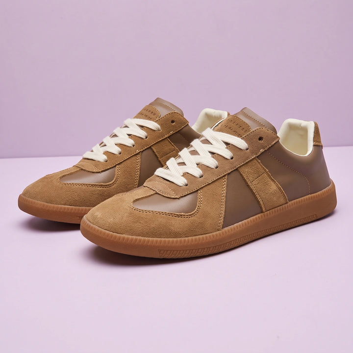 Arlo Suede Panel Retro Trainers - Brown