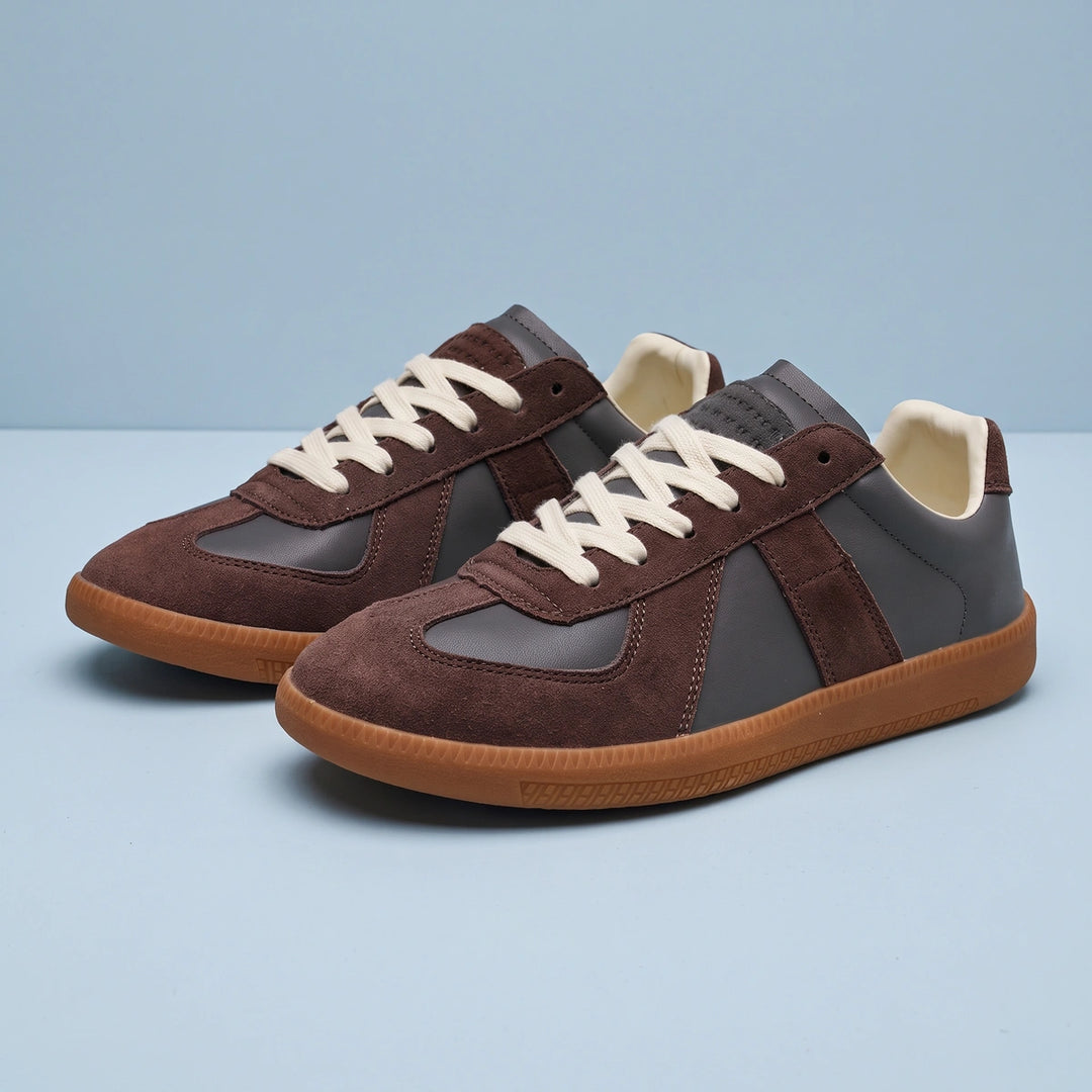 Arlo Suede Panel Retro Trainers - Gray