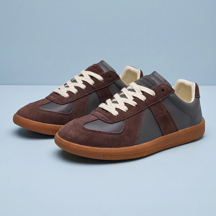 Arlo Suede Panel Retro Trainers - Gray