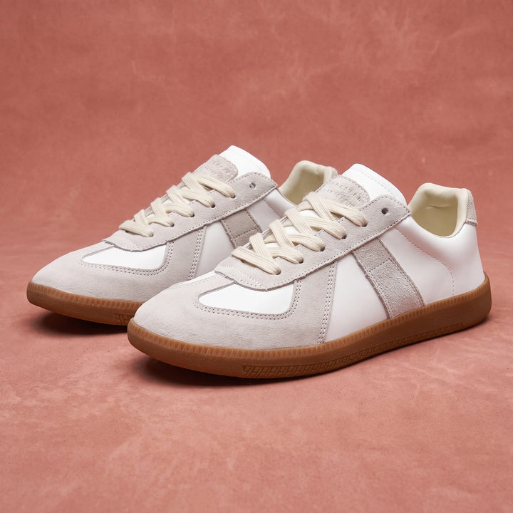 Arlo Suede Panel Retro Trainers - White