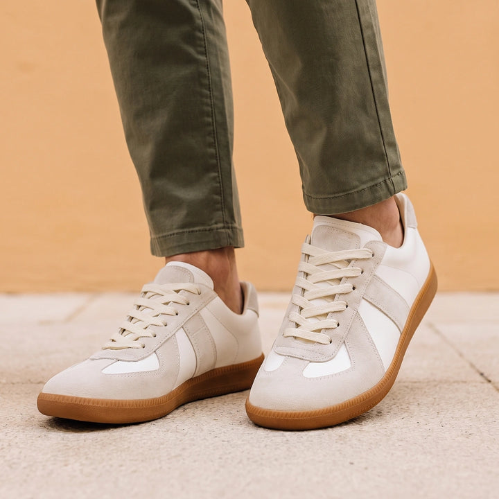 Arlo Suede Panel Retro Trainers - White