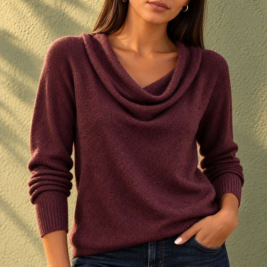 Avery Soft Knit Cowl Neck Sweater - Dark Purple