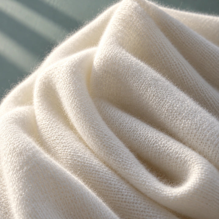 Barbara Cashmere Relaxed V-Neck Sweater - White