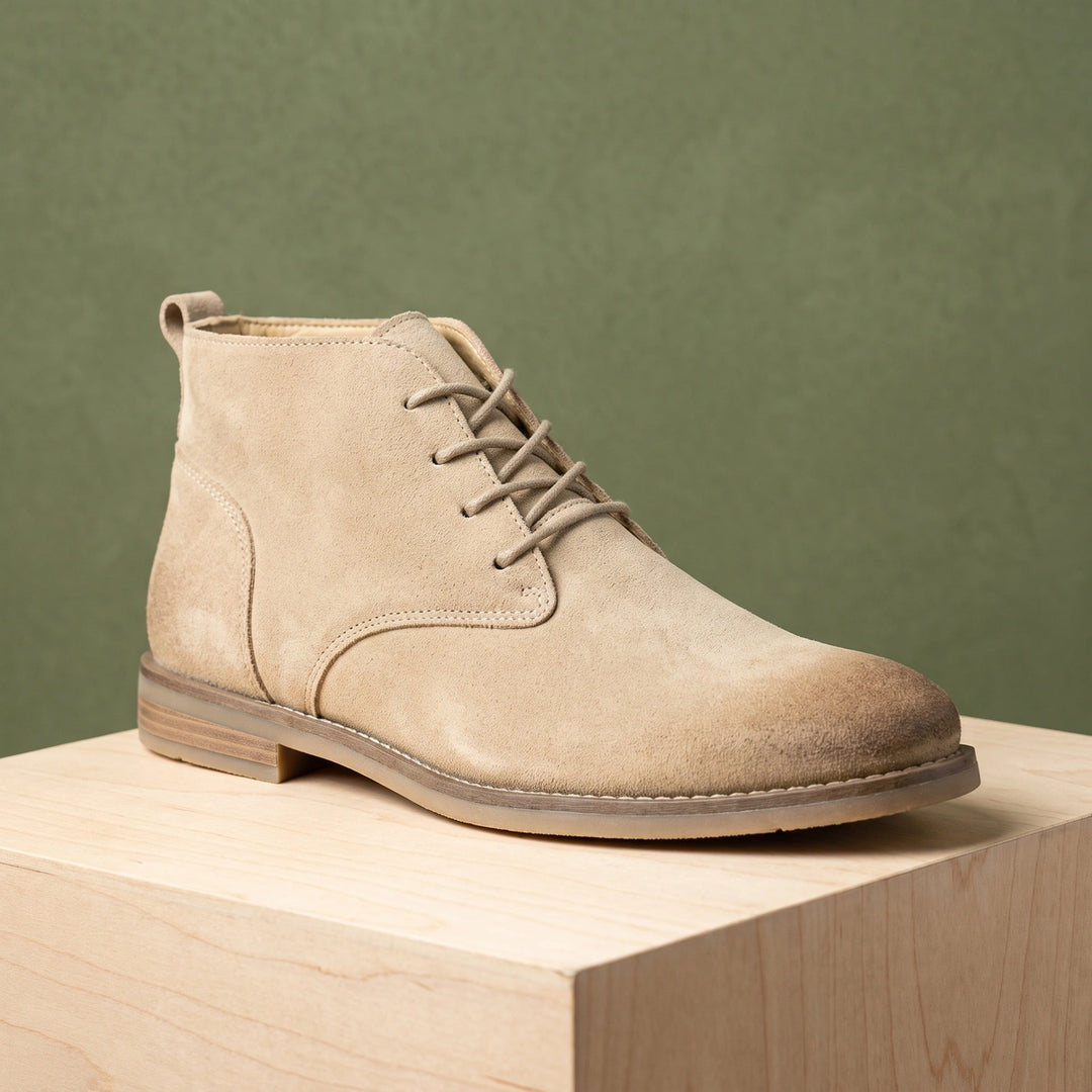 Bastien Suede Lightweight Lace Up Chukka Boots - Beige