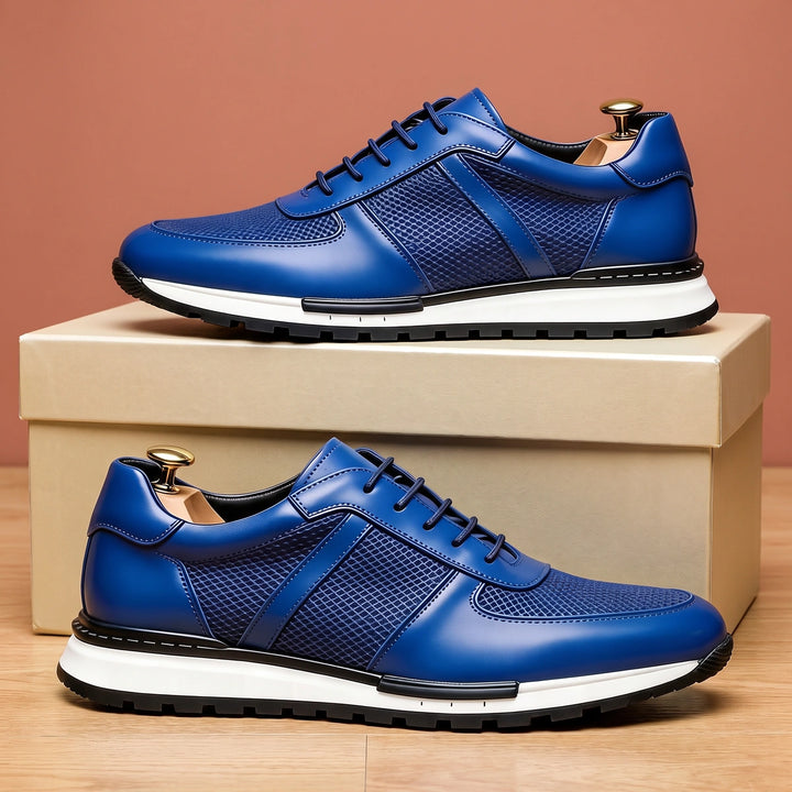 Bernard Cowhide Mesh Dress Sneakers - Blue