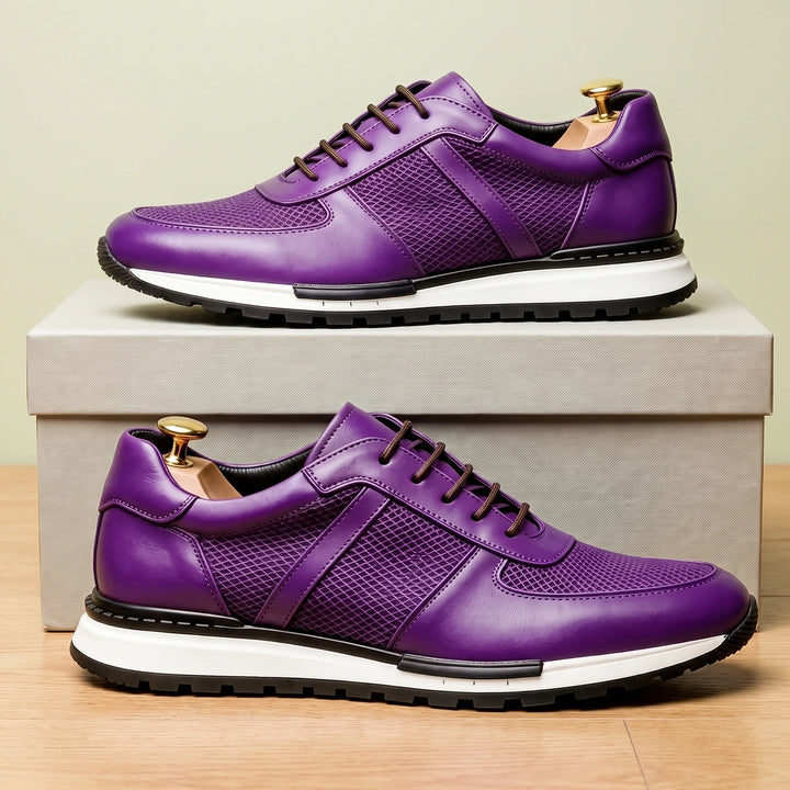 Bernard Cowhide Mesh Dress Sneakers - Purple