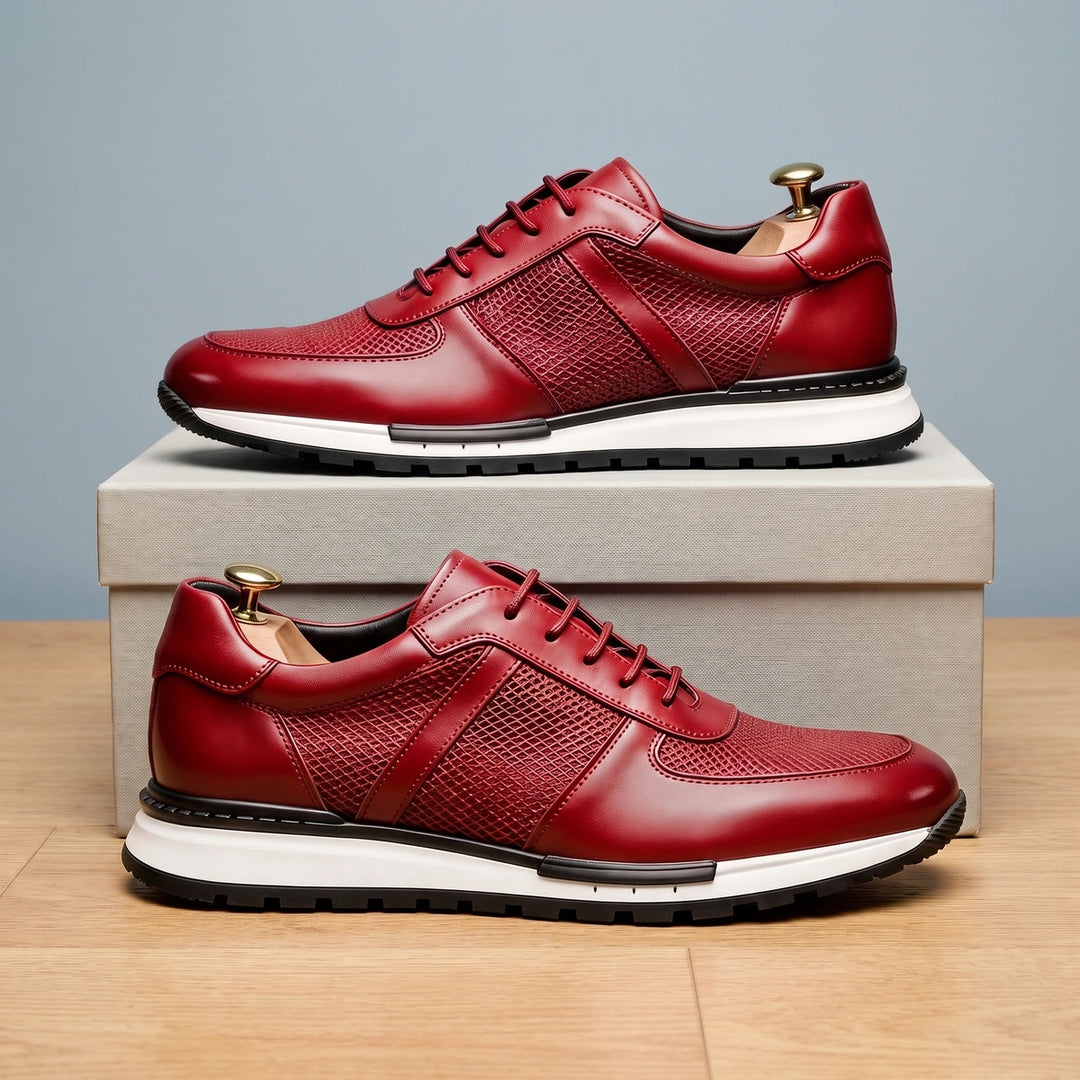Bernard Cowhide Mesh Dress Sneakers - Red