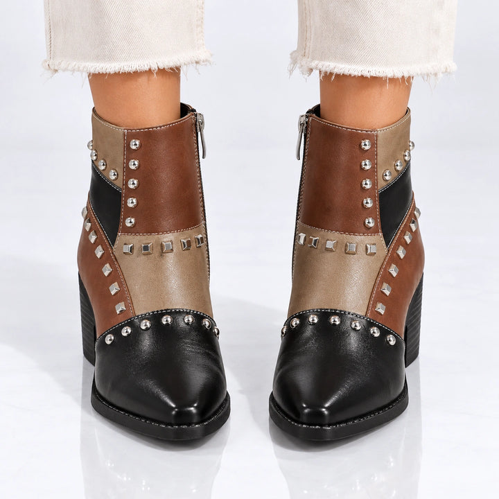 Bertille Studded Western Boots - Black