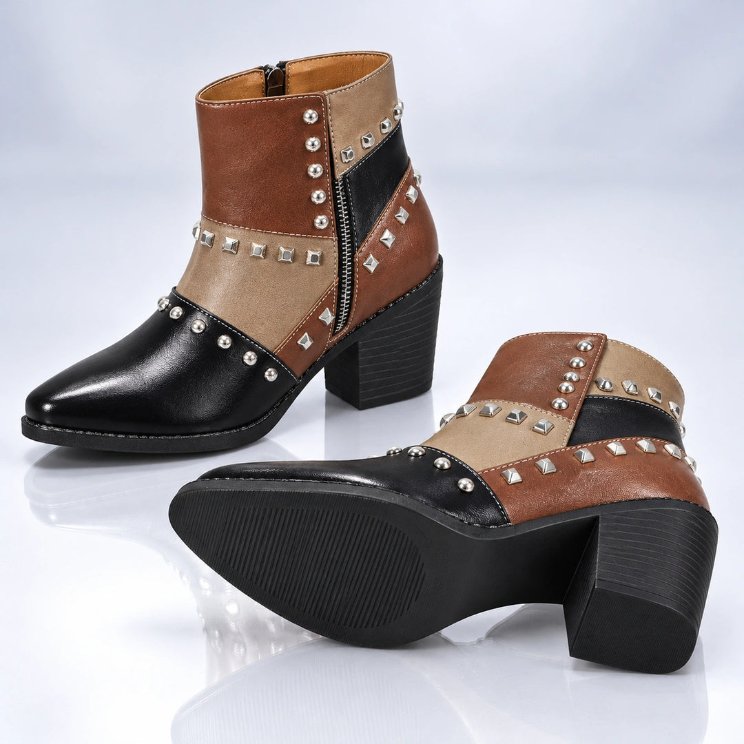 Bertille Studded Western Boots - Black