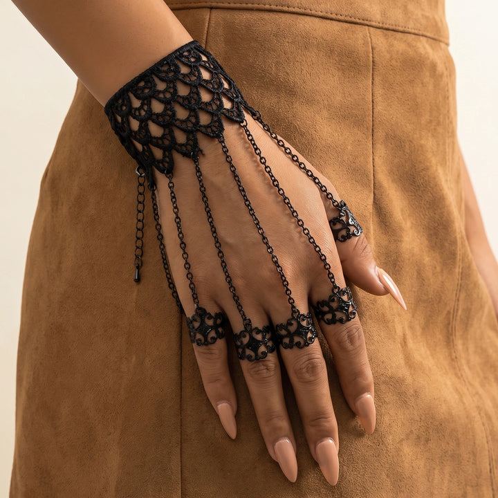 Bethany Lace Hand Chain - Black
