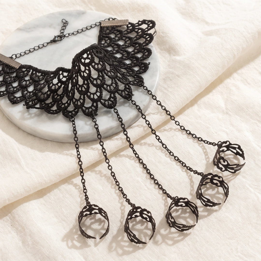 Bethany Lace Hand Chain - Black