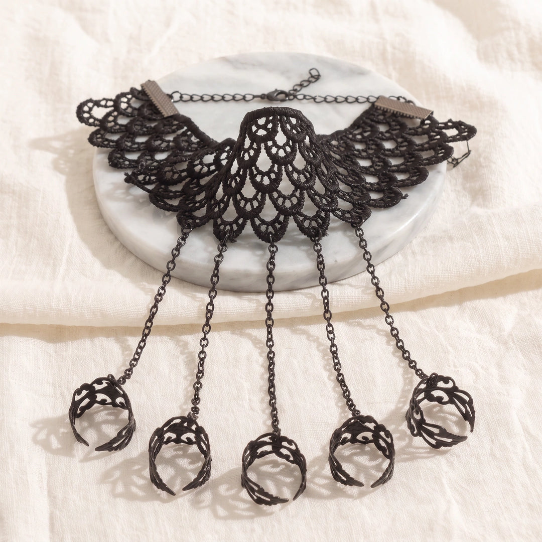 Bethany Lace Hand Chain - Black